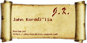 Jahn Kordélia névjegykártya